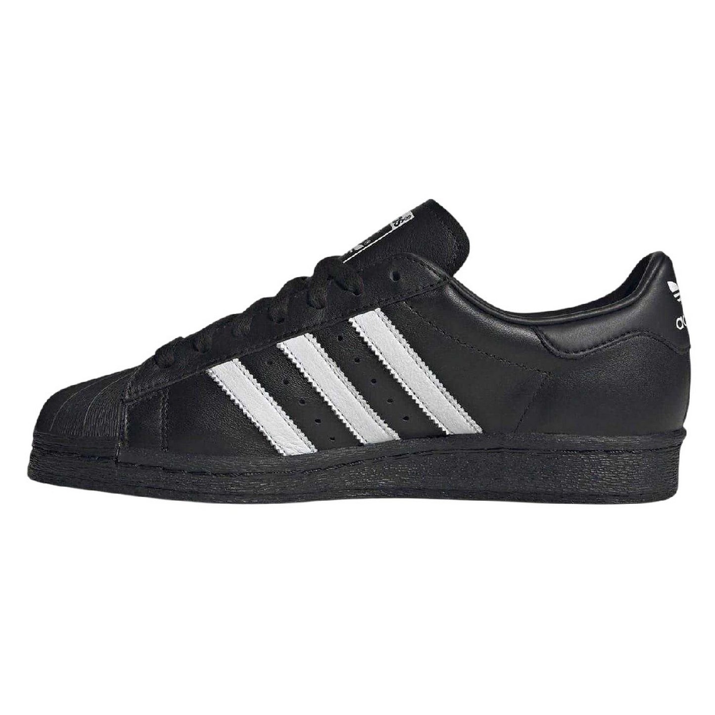 Black-White - Side - Adidas Womens-Ladies Originals Superstar Leather Trainers