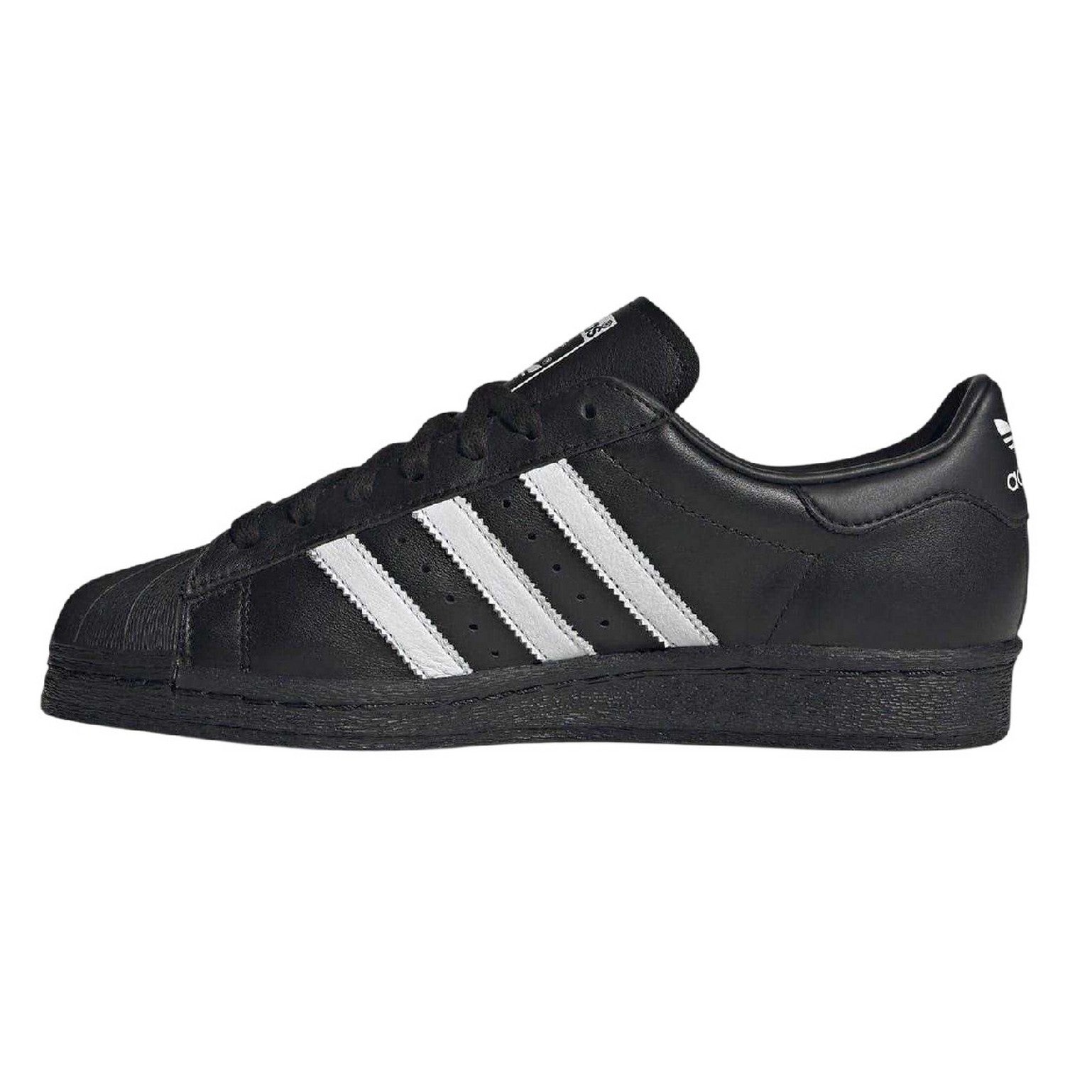 Black-White - Side - Adidas Womens-Ladies Originals Superstar Leather Trainers