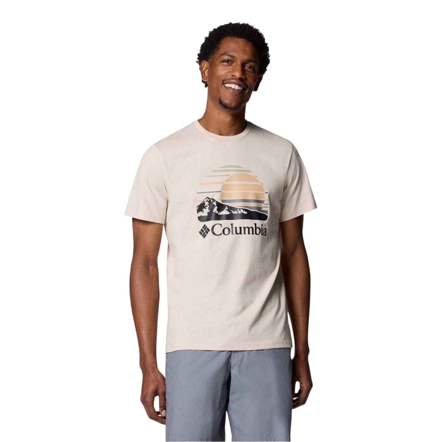 Stone - Front - Columbia Mens Path Graphic Print Crew Neck Regular T-Shirt