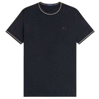 Navy Blue - Front - Fred Perry Mens Tipped T-Shirt