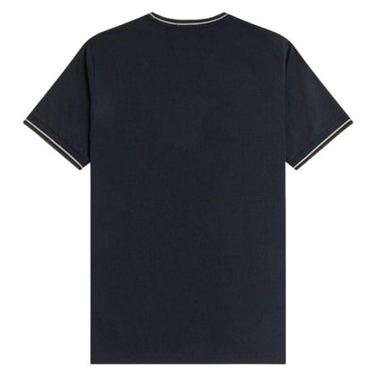 Navy Blue - Back - Fred Perry Mens Tipped T-Shirt