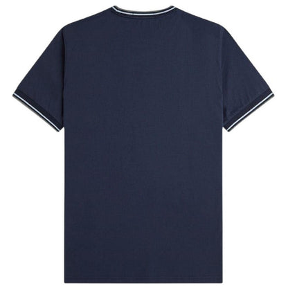 Airforce Blue - Back - Fred Perry Mens Tipped T-Shirt