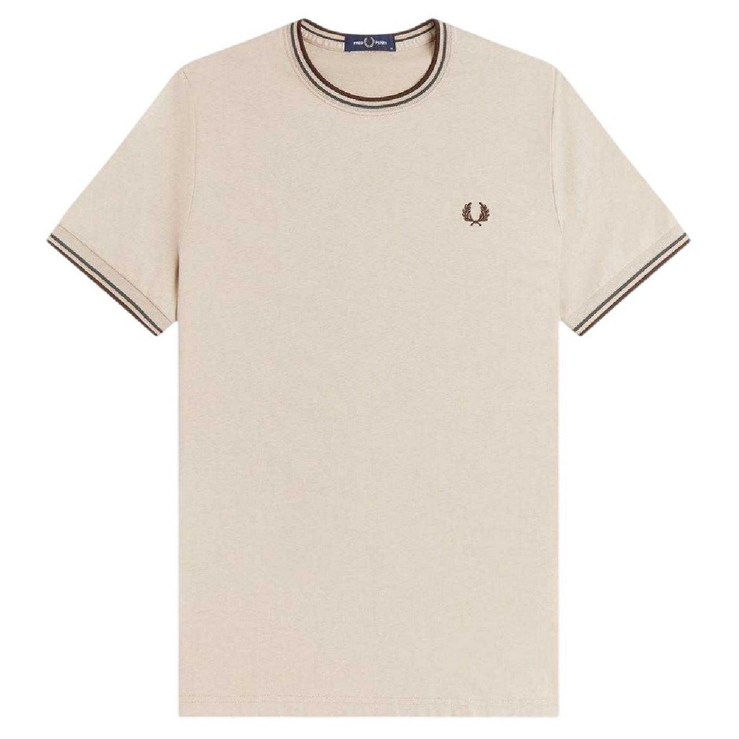 Warm Beige - Front - Fred Perry Mens Tipped T-Shirt