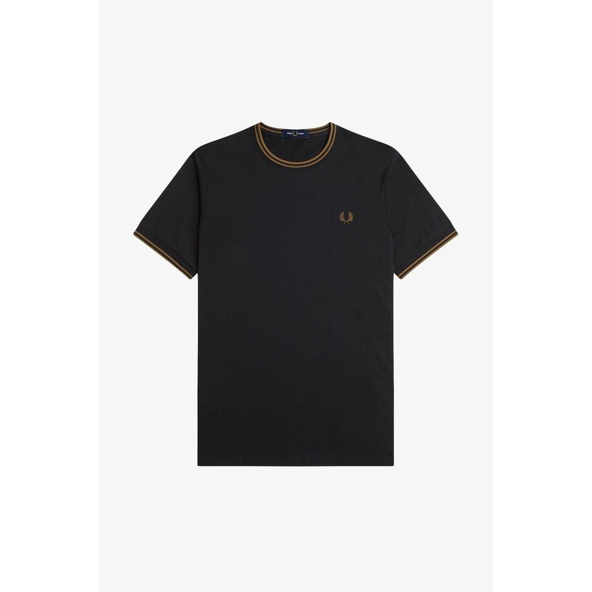 Black-Brown - Front - Fred Perry Mens Tipped T-Shirt