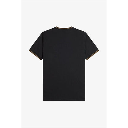 Black-Brown - Back - Fred Perry Mens Tipped T-Shirt