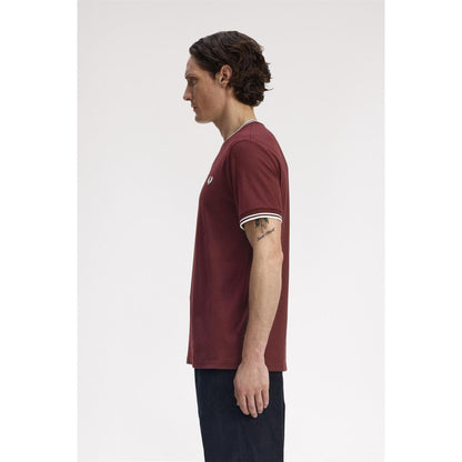 Oxblood - Side - Fred Perry Mens Tipped T-Shirt