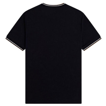 Black - Back - Fred Perry Mens Tipped T-Shirt