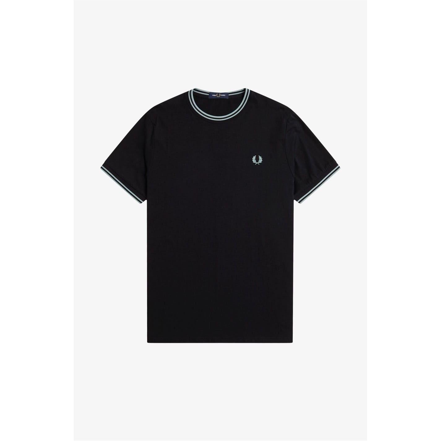 Black-Blue - Front - Fred Perry Mens Tipped T-Shirt