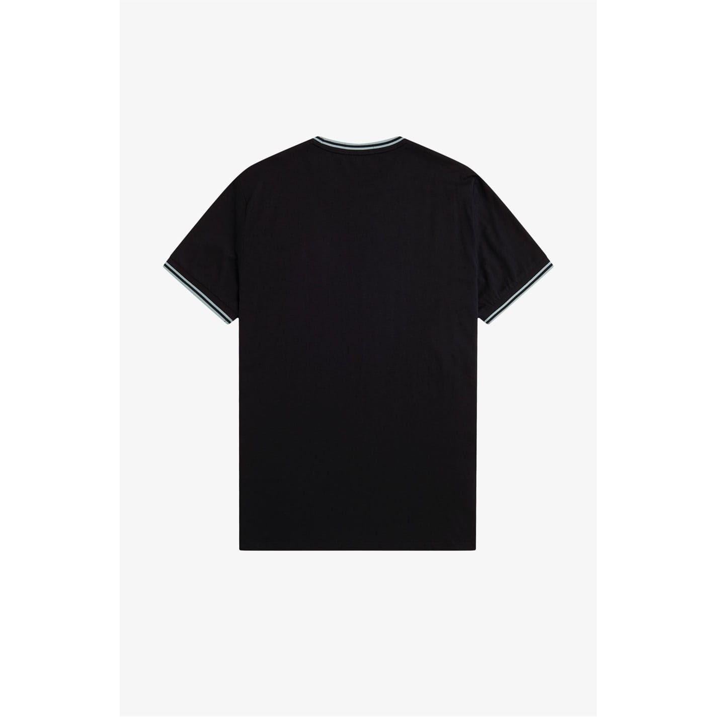 Black-Blue - Back - Fred Perry Mens Tipped T-Shirt