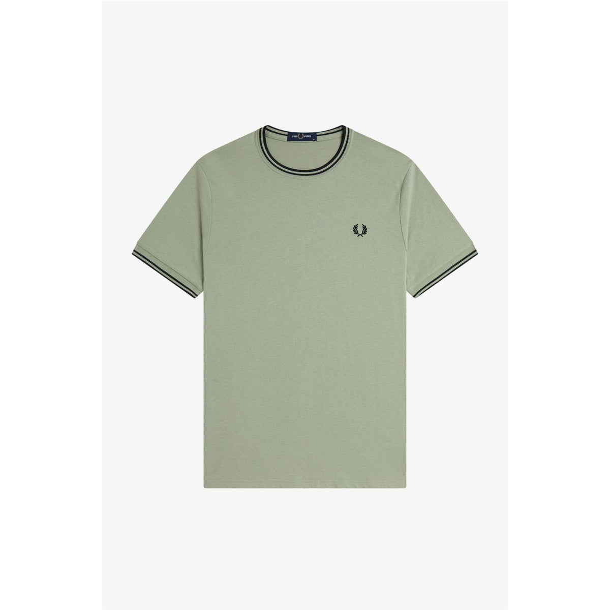 Seagrass - Front - Fred Perry Mens Tipped T-Shirt