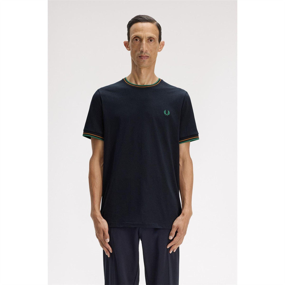 Dark Caramel - Side - Fred Perry Mens Tipped T-Shirt