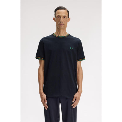 Dark Caramel - Side - Fred Perry Mens Tipped T-Shirt