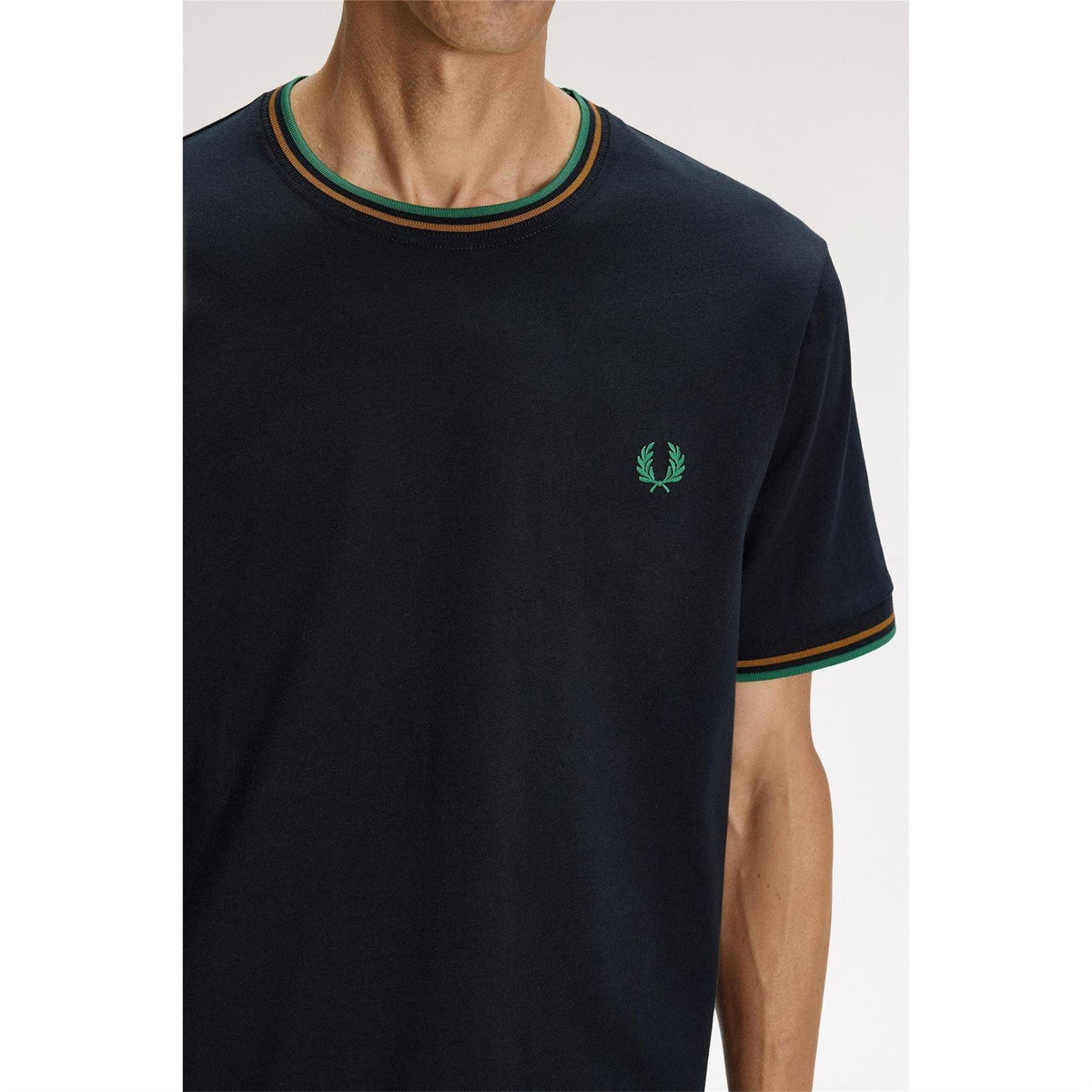 Dark Caramel - Pack Shot - Fred Perry Mens Tipped T-Shirt