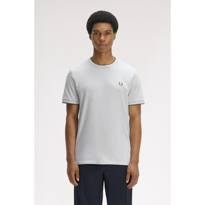 Dusky Blue - Side - Fred Perry Mens Tipped T-Shirt