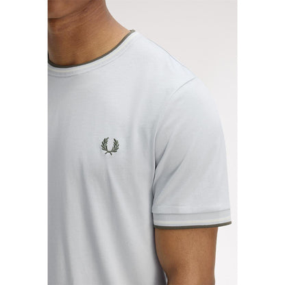 Dusky Blue - Pack Shot - Fred Perry Mens Tipped T-Shirt