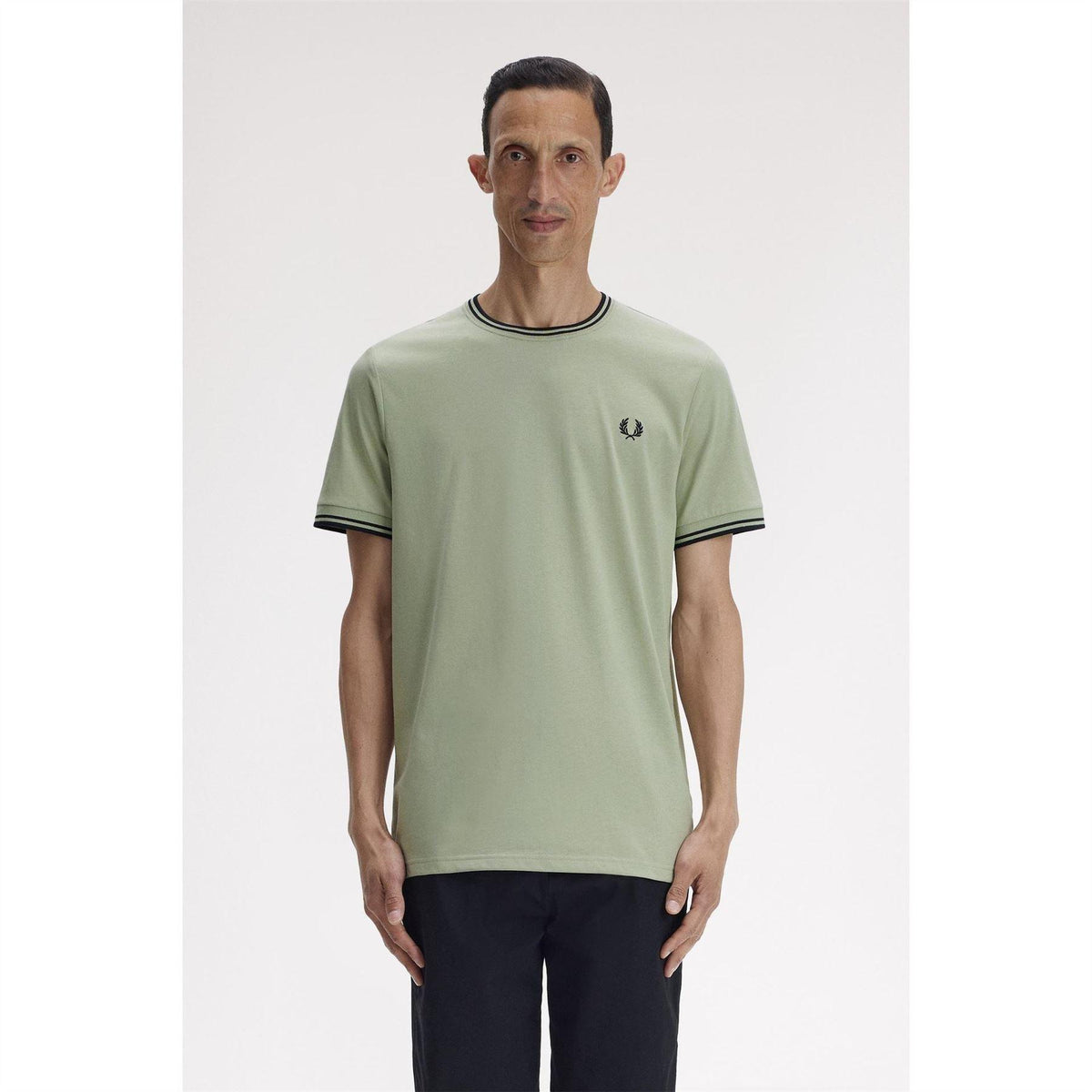 Seagrass - Side - Fred Perry Mens Tipped T-Shirt