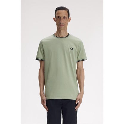 Seagrass - Side - Fred Perry Mens Tipped T-Shirt