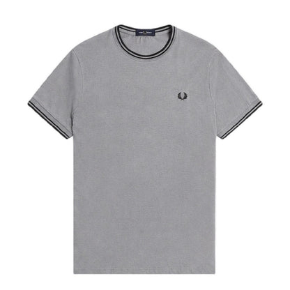 Grey - Front - Fred Perry Mens Tipped T-Shirt