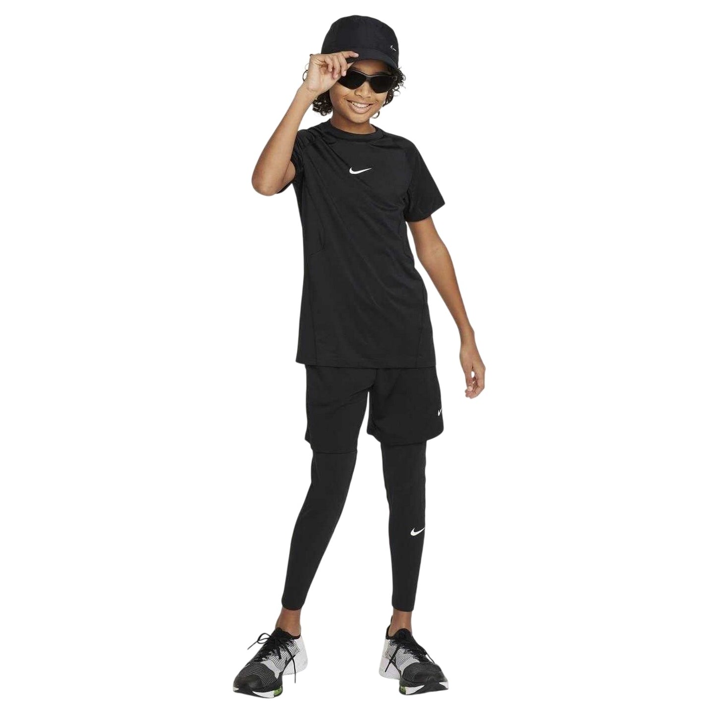 Black - Side - Nike Boys Pro Dri-FIT Short-Sleeved Top