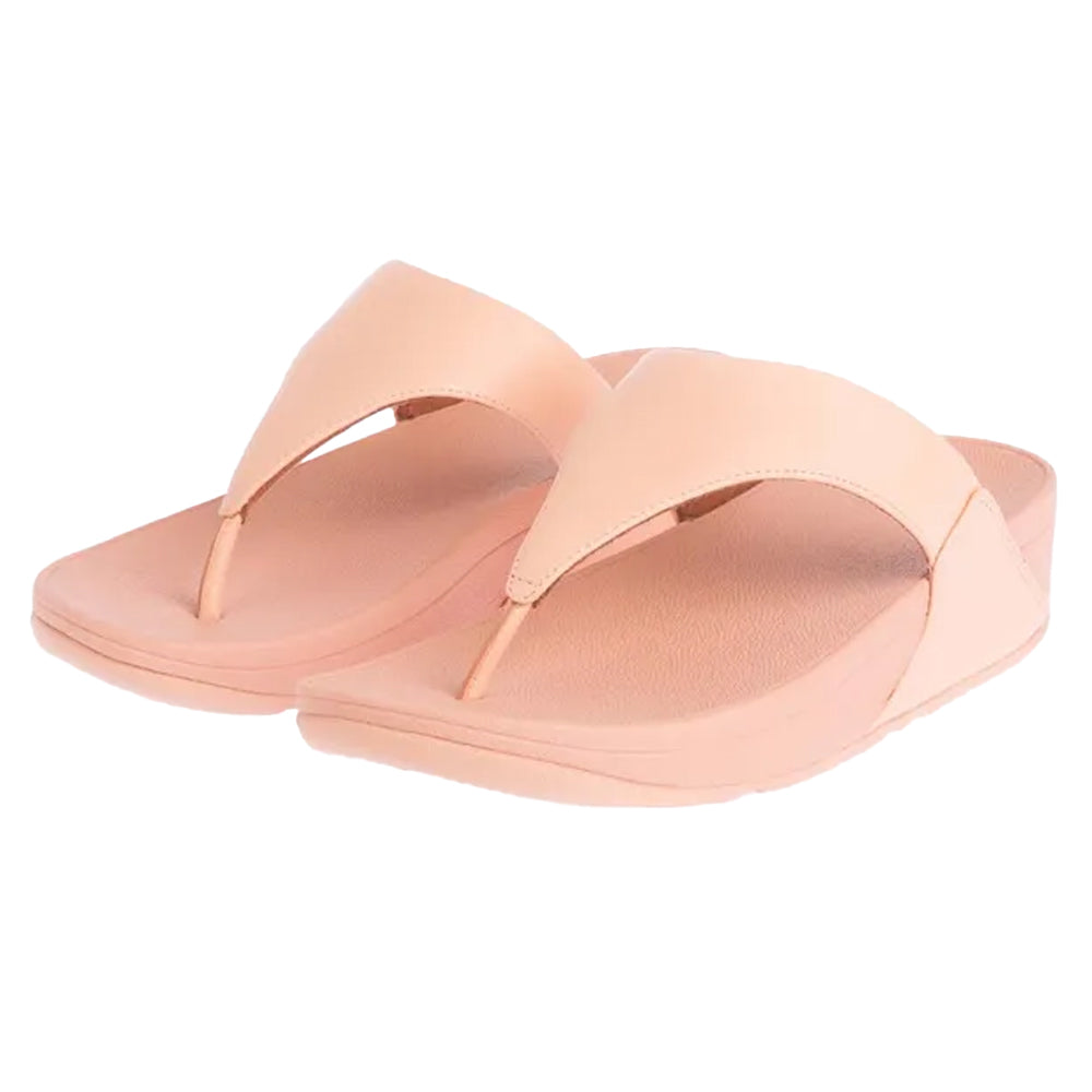 Blush - Front - FitFlop Womens-Ladies Lulu Leather Flip Flops