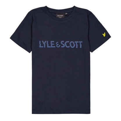 Dark Navy - Front - Lyle & Scott Childrens-Kids Logo Cotton T-Shirt