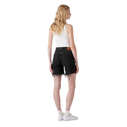 Black - Back - Levis Womens-Ladies 501 Denim Mid Thigh Jean Shorts