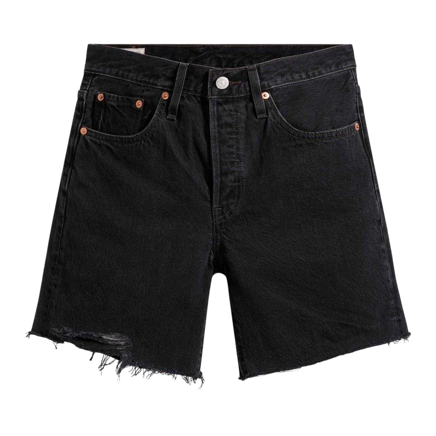 Black - Front - Levis Womens-Ladies 501 Denim Mid Thigh Jean Shorts