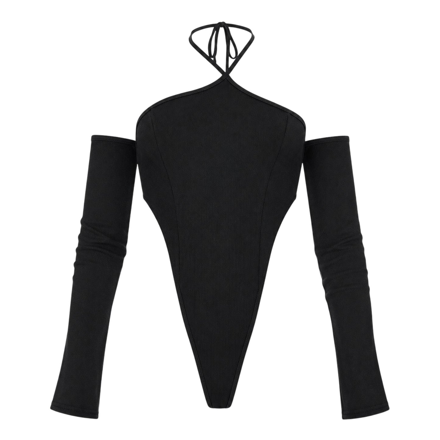 Black - Front - Missy Empire Womens-Ladies Ribbed Bodysuit