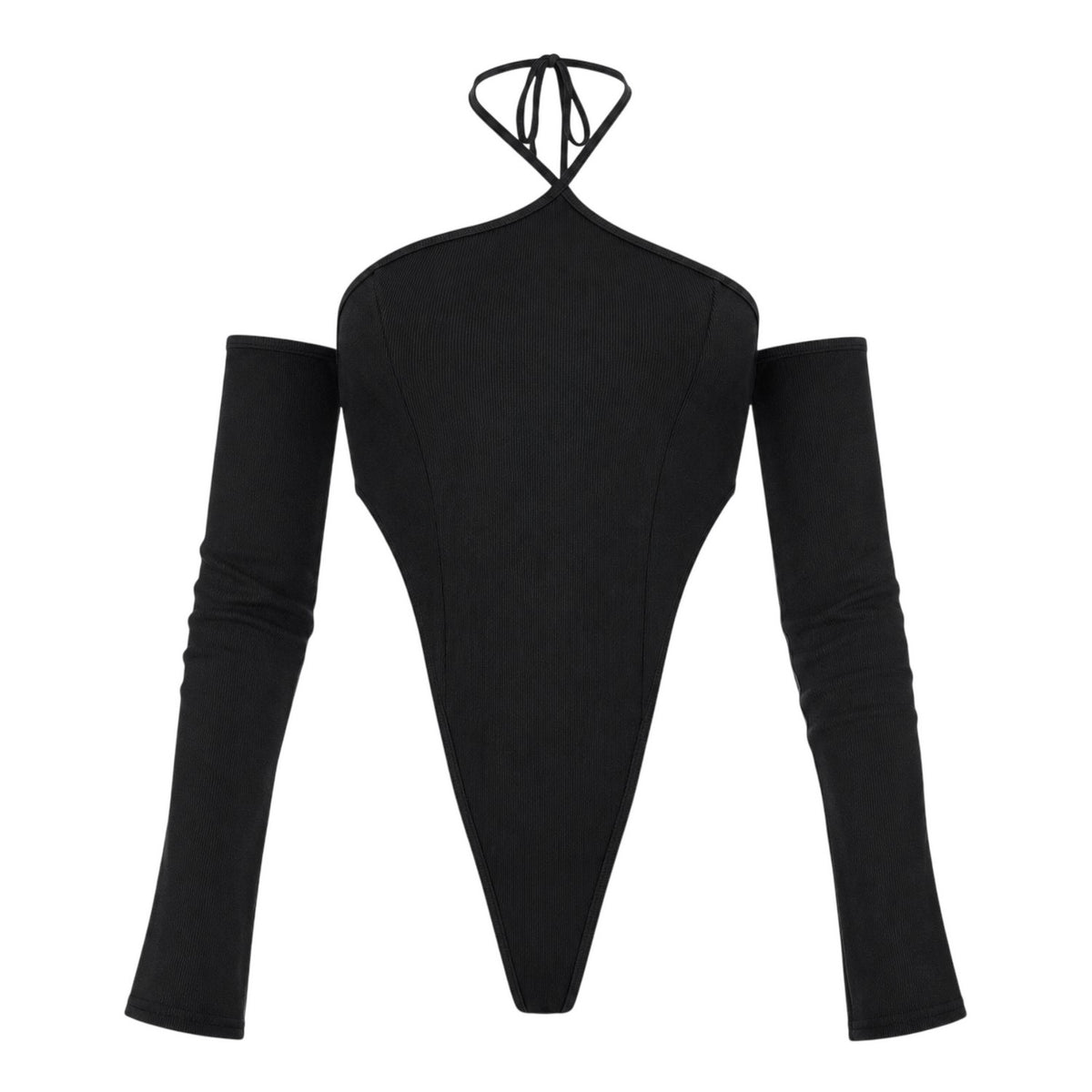 Black - Front - Missy Empire Womens-Ladies Ribbed Bodysuit