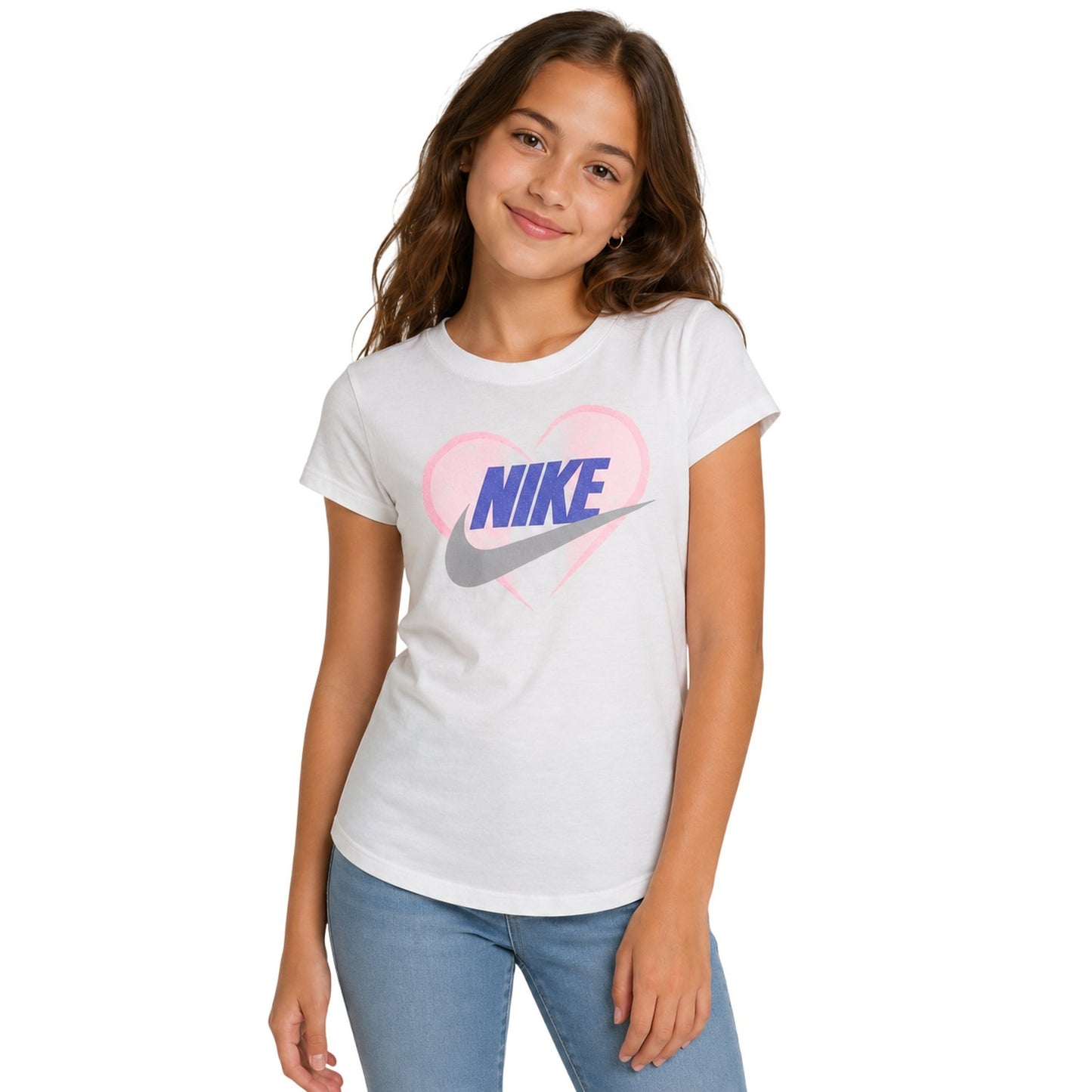 White - Back - Nike Girls Heart T-Shirt