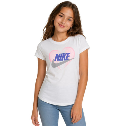 White - Back - Nike Girls Heart T-Shirt