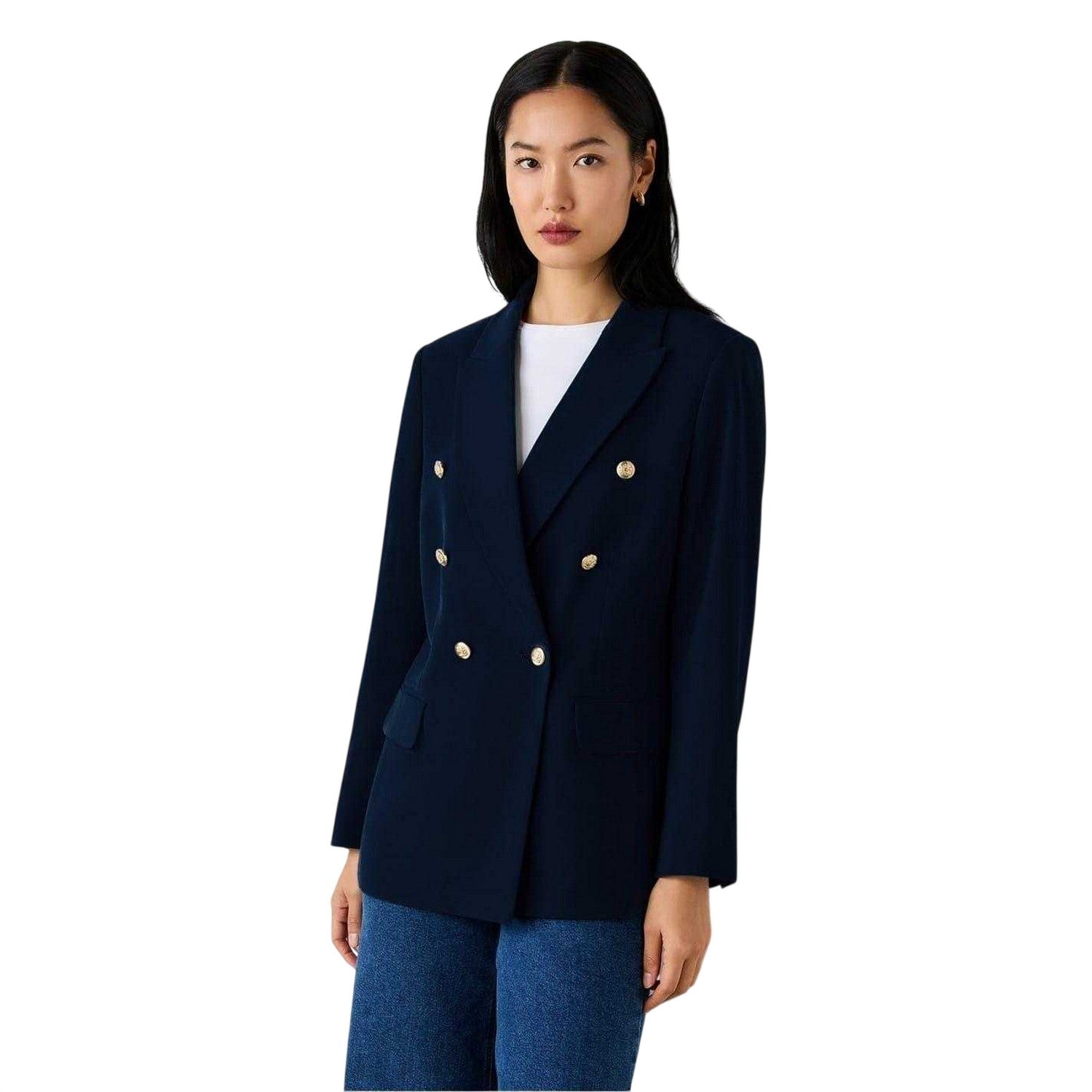 Navy - Front - Finery Womens-Ladies Double-Breasted Regular Blazer