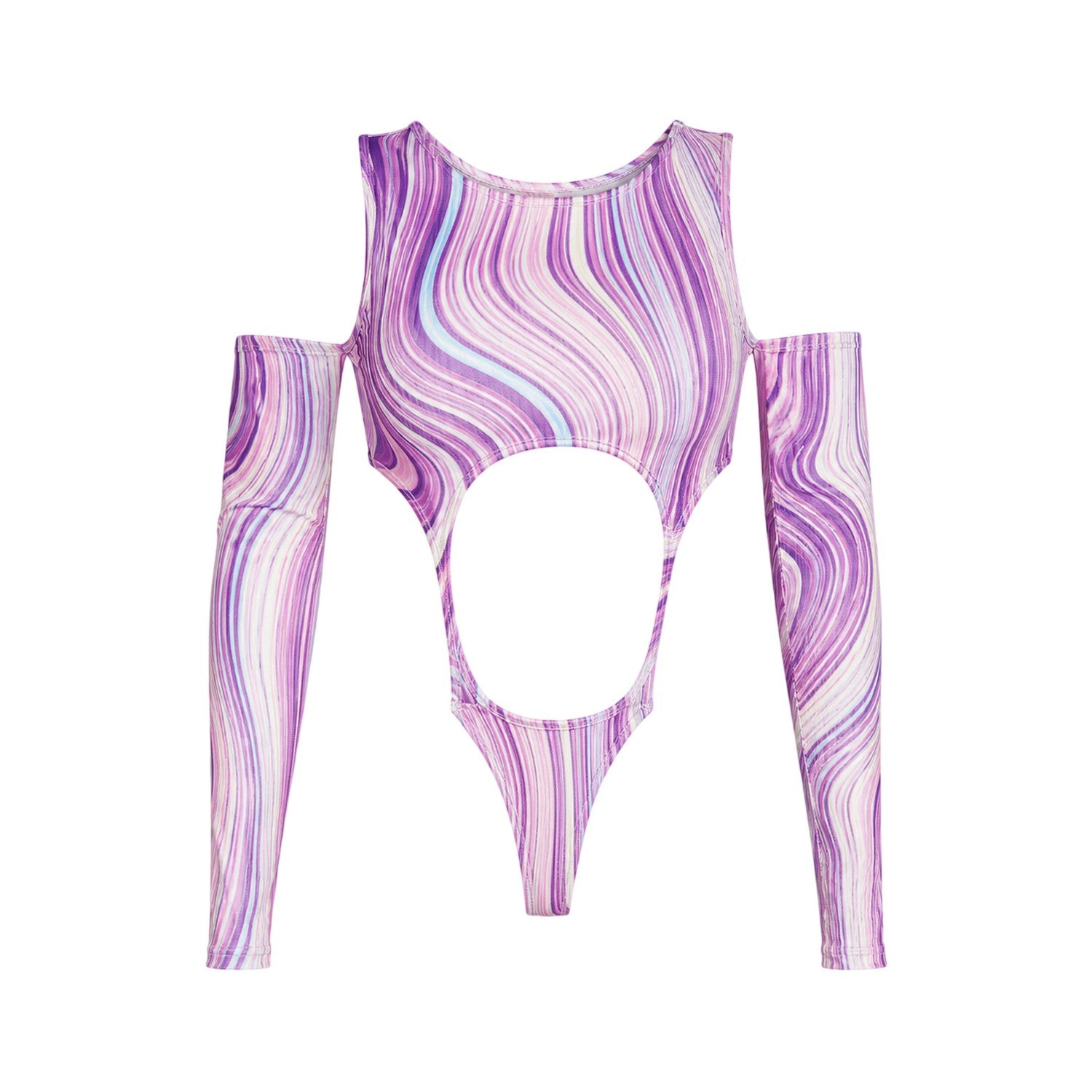 Multicoloured - Front - Missy Empire Womens-Ladies Swirl Print Bodycon Bodysuit