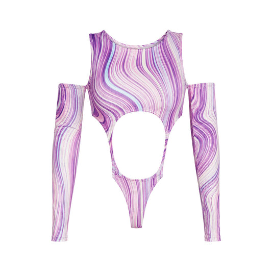 Multicoloured - Front - Missy Empire Womens-Ladies Swirl Print Bodycon Bodysuit