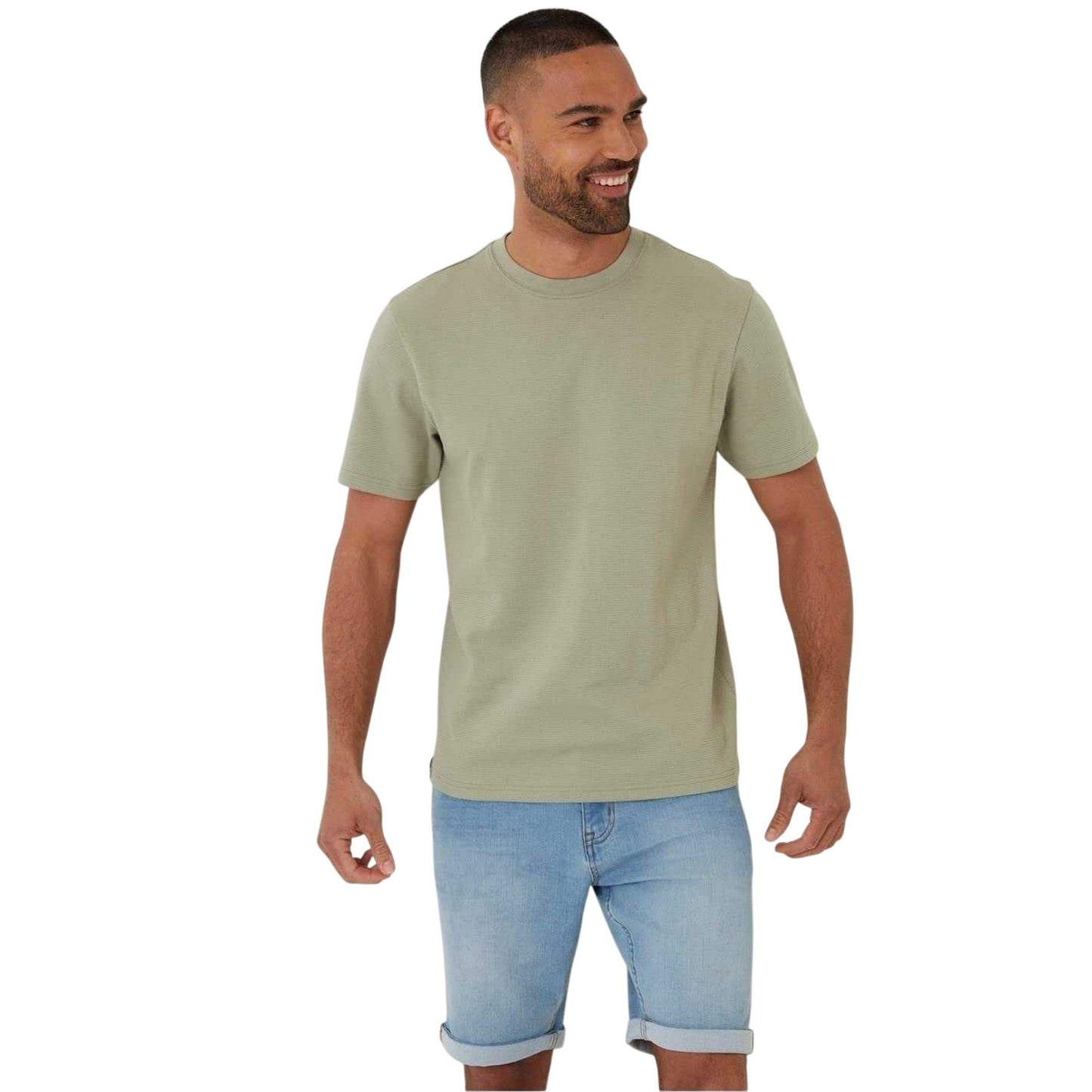 Sage - Front - Threadbare Mens Ottoman T-Shirt