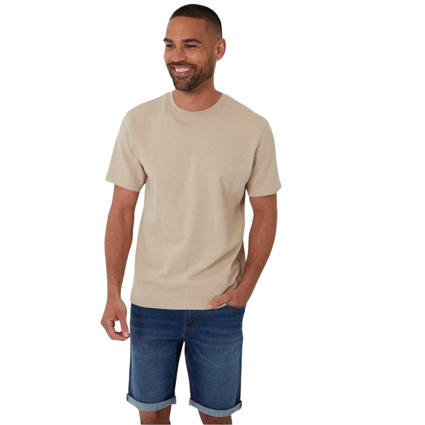 Stone - Front - Threadbare Mens Ottoman T-Shirt