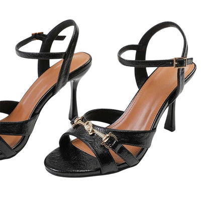 Black - Side - Where´s That From Womens-Ladies Adana Patent Faux Leather High Heels