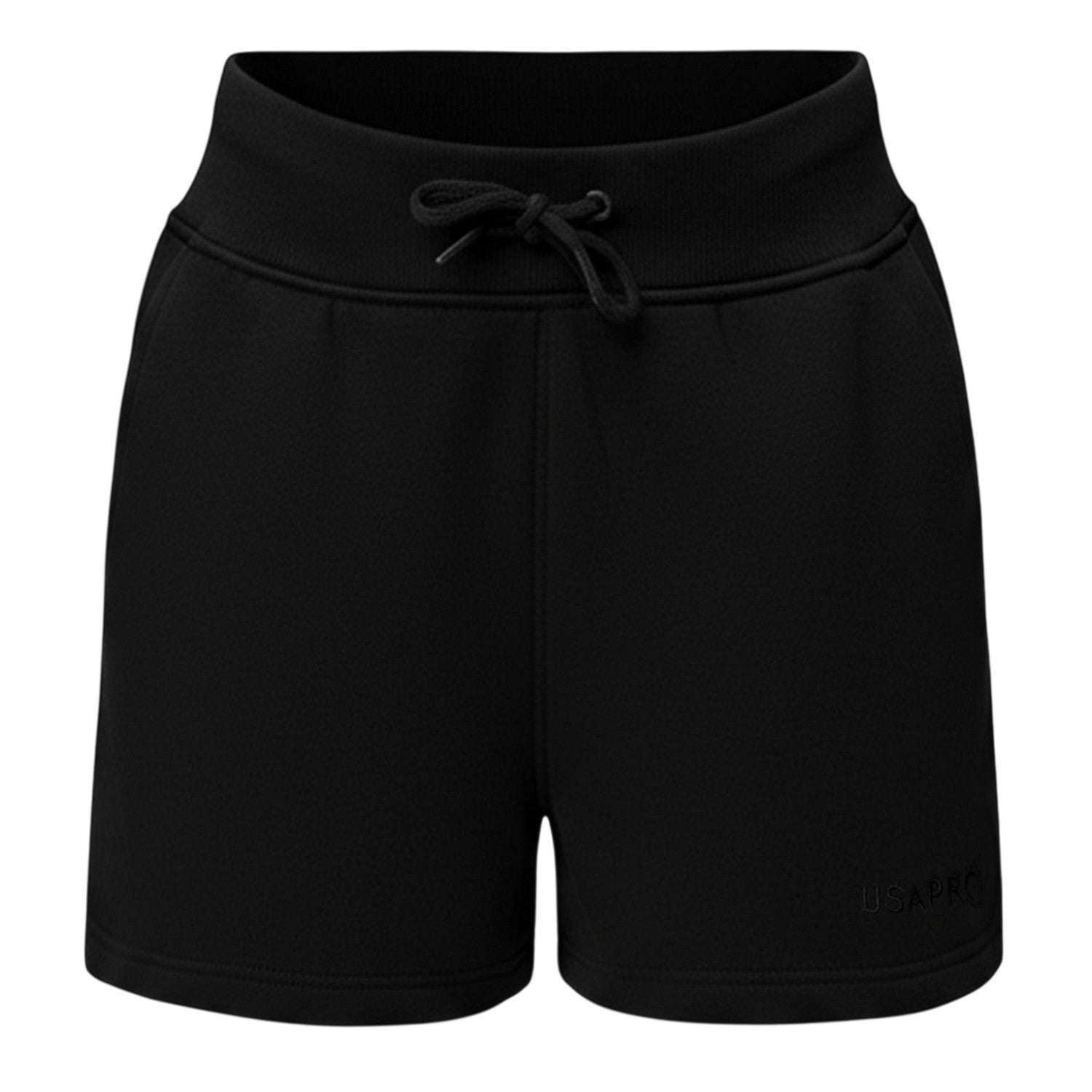 Black - Front - USA Pro Womens-Ladies Fleece Regular Shorts