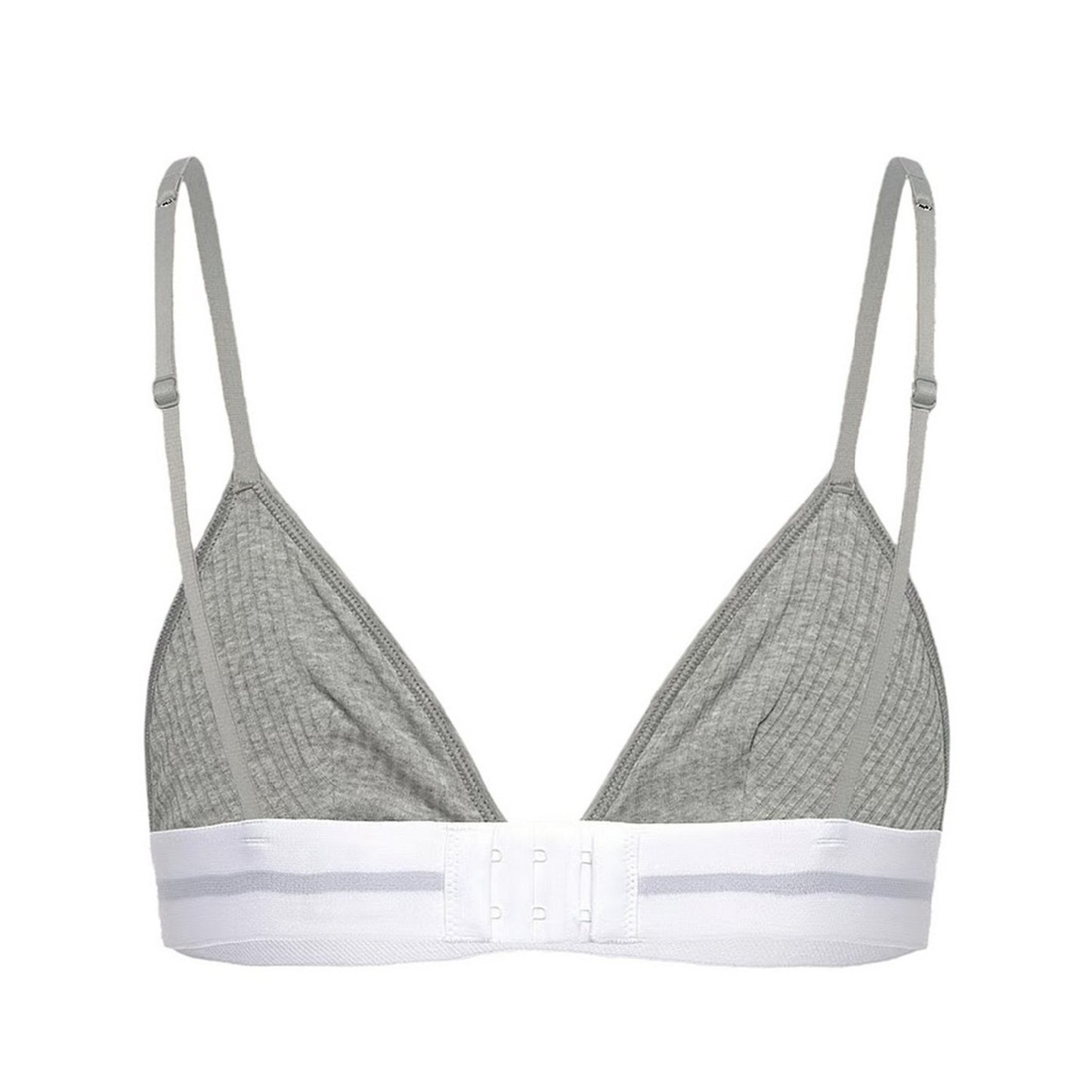 Grey Heather - Back - Calvin Klein Womens-Ladies Ribbed Triangle Cups Bralette