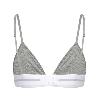 Grey Heather - Back - Calvin Klein Womens-Ladies Ribbed Triangle Cups Bralette