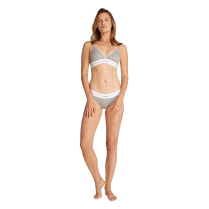 Grey Heather - Lifestyle - Calvin Klein Womens-Ladies Ribbed Triangle Cups Bralette