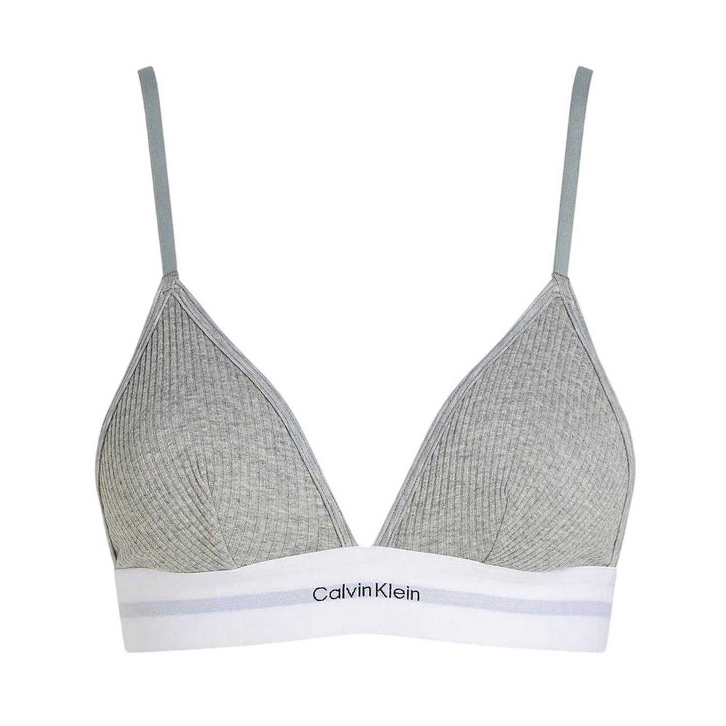 Grey Heather - Front - Calvin Klein Womens-Ladies Ribbed Triangle Cups Bralette