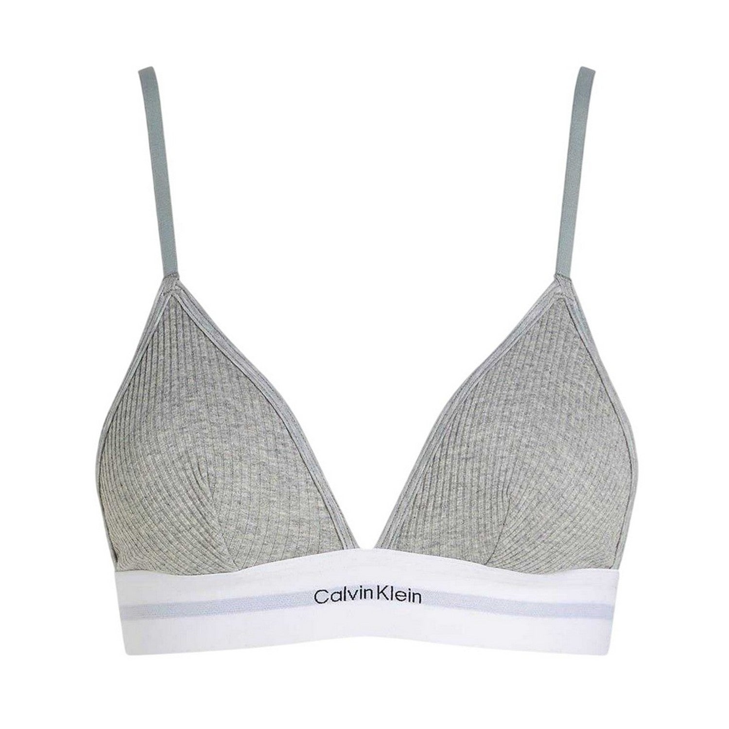 Grey Heather - Front - Calvin Klein Womens-Ladies Ribbed Triangle Cups Bralette
