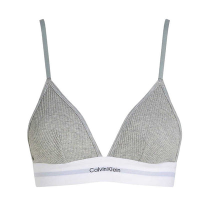 Grey Heather - Front - Calvin Klein Womens-Ladies Ribbed Triangle Cups Bralette