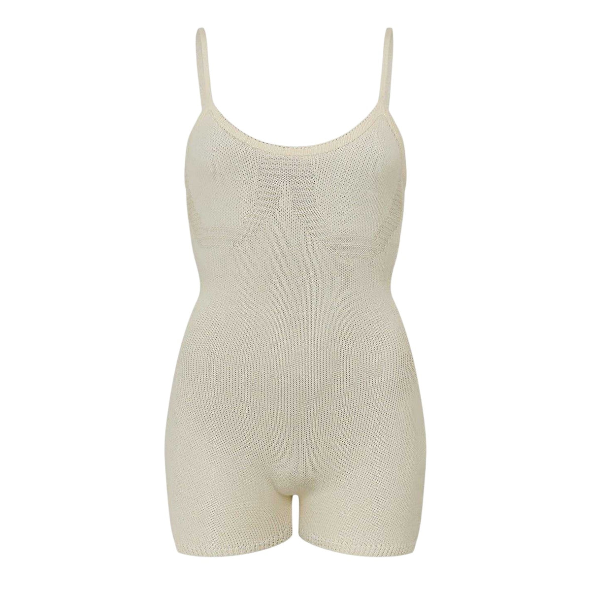 Cream - Front - Missy Empire Womens-Ladies Thick Knit Unitard