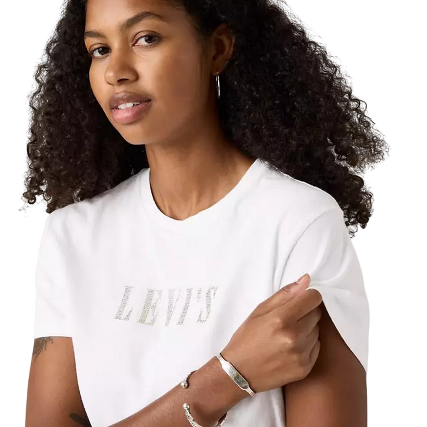Bright White - Side - Levis Womens-Ladies Rhinestone T-Shirt