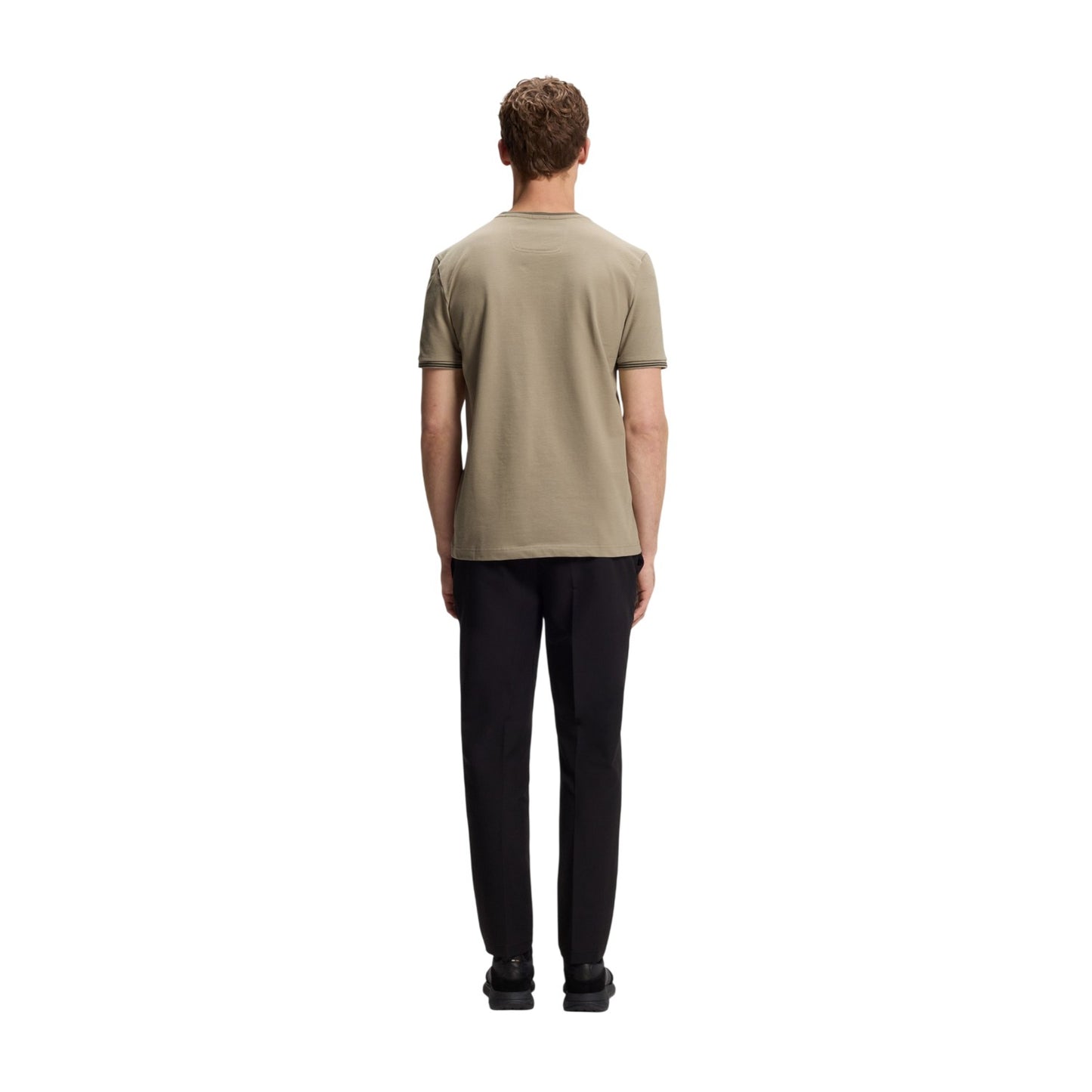 Beige - Back - Boss Mens Hbg Taul Cotton Regular T-Shirt