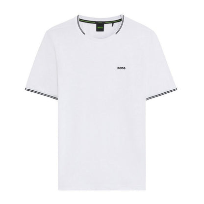 White - Front - Boss Mens Hbg Taul Cotton Regular T-Shirt