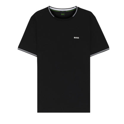 Black - Front - Boss Mens Hbg Taul Cotton Regular T-Shirt