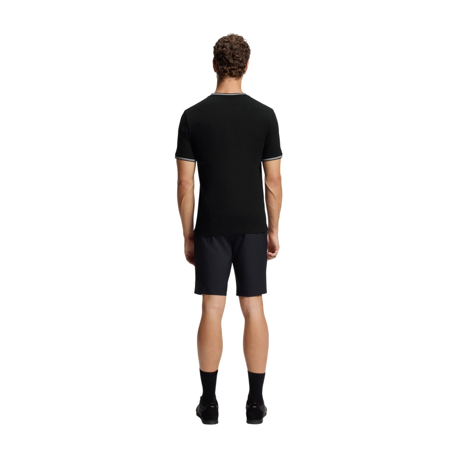 Black - Back - Boss Mens Hbg Taul Cotton Regular T-Shirt